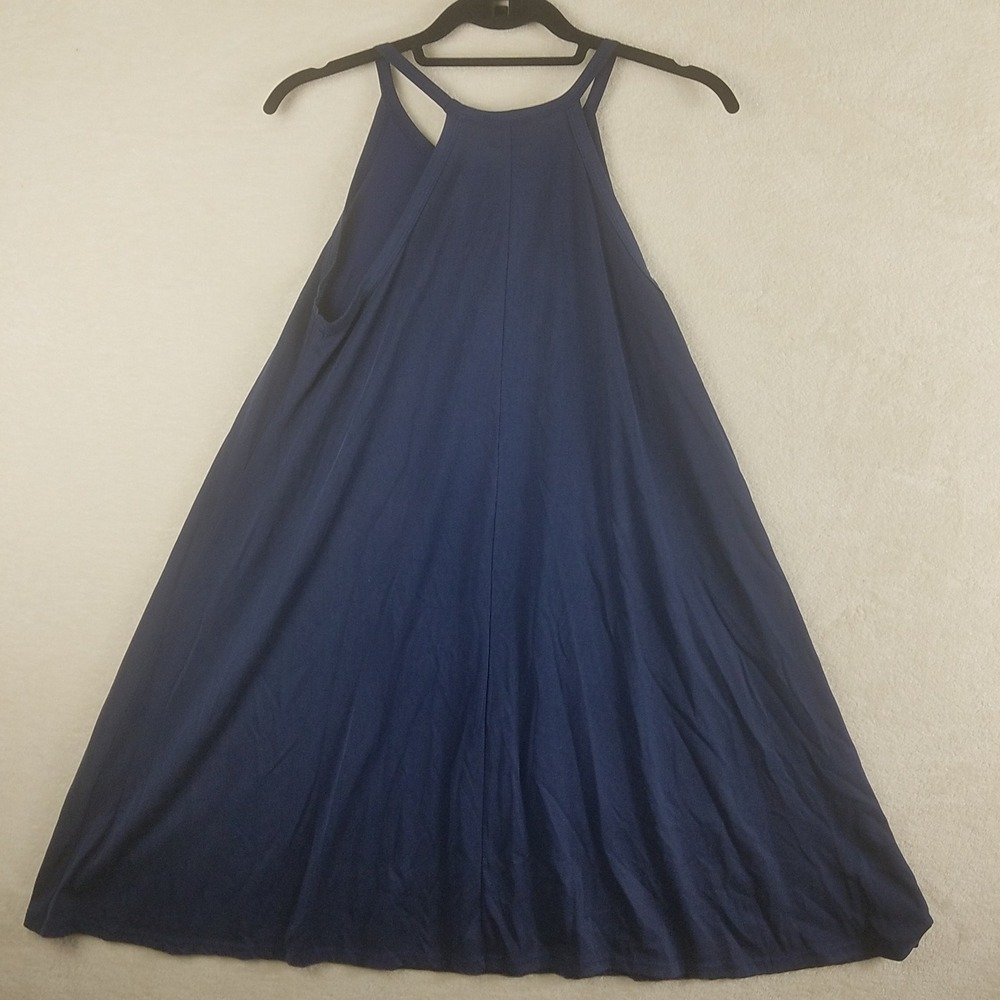 Alya Navy Blue Halter‎ Trapeze Dress Womens Medium Sleeveless Modal Blend 8008C